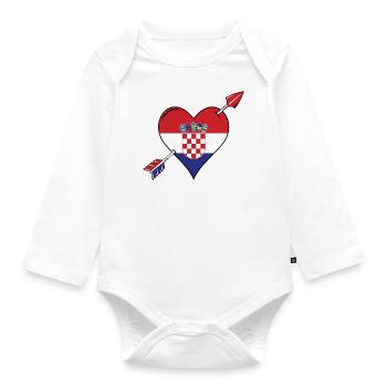 Kroatien Flagge Herz verliebt - Baby Bio-Langarm-Body - Weiß - Vorne