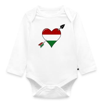 Ungarn Flagge Herz verliebt - Baby Bio-Langarm-Body - Weiß - Vorne