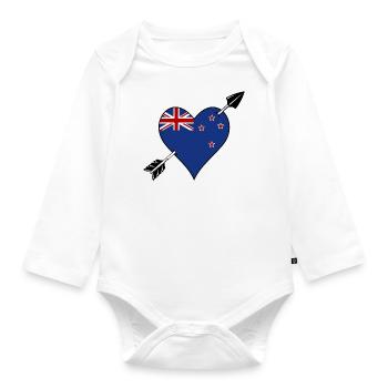 Drapeau néo-zélandais coeur amoureux - Body Bébé bio manches longues - blanc - Devant
