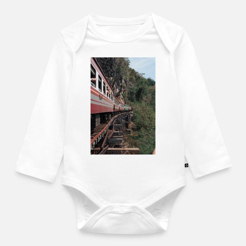 train, train - Body Bébé bio manches longues - blanc