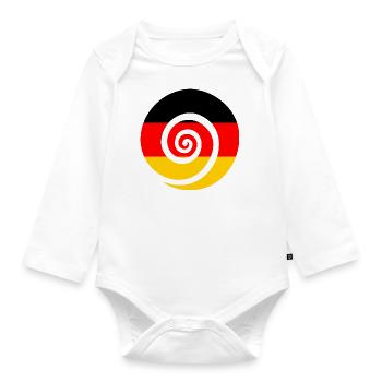 Deutschland Flagge Deutsche Fahne Used Look Heimat - Baby Bio-Langarm-Body - Weiß - Vorne