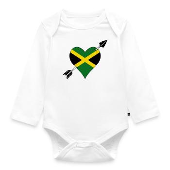 Jamaica Flag Heart Love - Organic Longsleeve Baby Bodysuit - white - Front