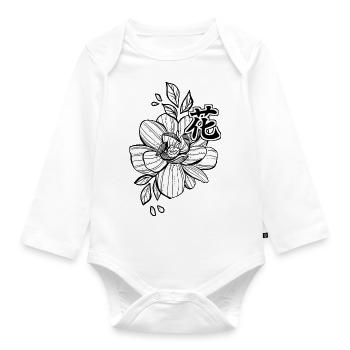 Rosa Kanji - Baby Bio-Langarm-Body - Weiß - Vorne