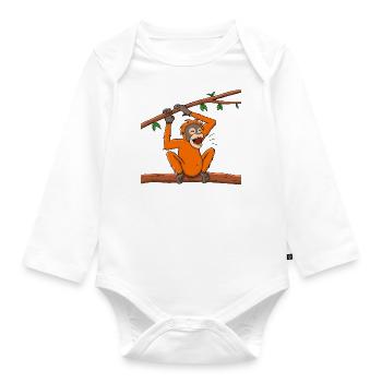 Rimba rufend - Baby Bio-Langarm-Body - Weiß - Vorne