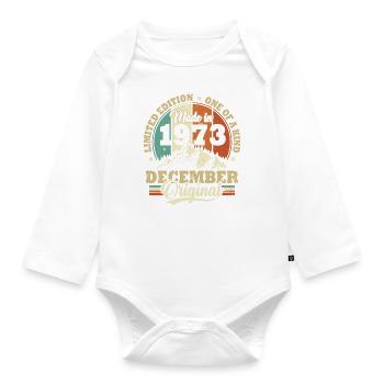 Cadeau Anniversaire Rétro Vintage 1973 Décembre - Body Bébé bio manches longues - blanc - Devant