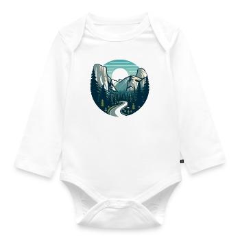 Landscape, Mountains, Forests, Sun - Organic Longsleeve Baby Bodysuit - white - Front