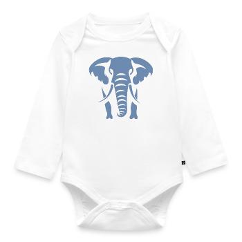 Logo blanc Silhouette d’éléphant - Body Bébé bio manches longues - blanc - Devant