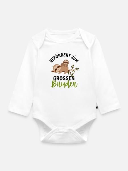 Ich werde Großer Bruder 2024 Loading Faultier - Baby Bio-Langarm-Body - Weiß