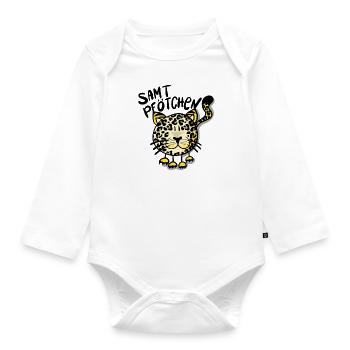 Leopard Samtpfötchen - Baby Bio-Langarm-Body - Weiß - Vorne