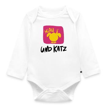Pärchen Katze - Baby Bio-Langarm-Body - Weiß - Vorne