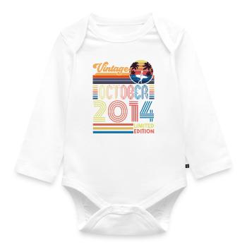 Anniversaire octobre 2014. Cadeau Octobre 2014. - Body Bébé bio manches longues - blanc - Devant