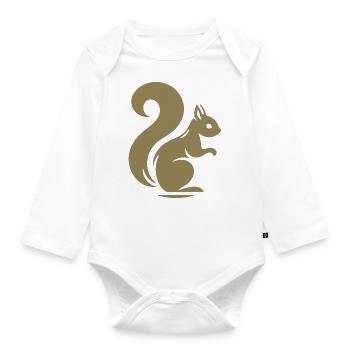 Elegant Squirrel Silhouette: Nature in - Organic Longsleeve Baby Bodysuit - white - Front