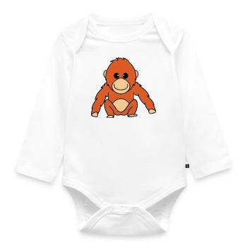 Lachender Orang-Utan - Baby Bio-Langarm-Body - Weiß - Vorne