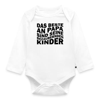 Das Beste an Papa sind seine bezaubernden Kinder - Baby Bio-Langarm-Body - Weiß - Vorne
