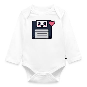 Niedliche Diskette, kawaii! - Baby Bio-Langarm-Body - Weiß - Vorne