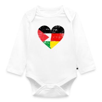 Palästina Deutschland Flaggenherz - Baby Bio-Langarm-Body - Weiß - Vorne