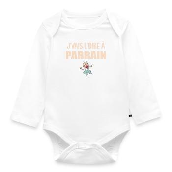 J'vais Le Dire - Parrain - Super Parrain - Body Bébé bio manches longues - blanc - Devant
