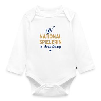 Fußball Coole Mädchen spielen Fußball Fußballerin - Baby Bio-Langarm-Body - Weiß - Vorne