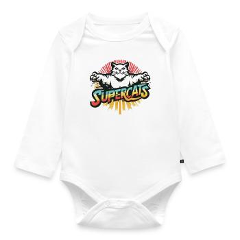 Supercats 4 Logo - Organic Longsleeve Baby Bodysuit - white - Front