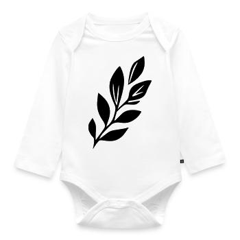 Décor de feuilles - Body Bébé bio manches longues - blanc - Devant