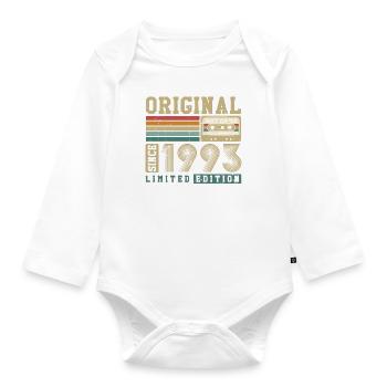 Original geboren 1993 Jahrgang Geburtstagsgeschenk - Baby Bio-Langarm-Body - Weiß - Vorne