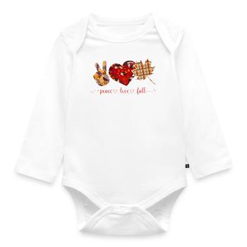 PEACE LOVE FALL, THANKSGIVING - Organic Longsleeve Baby Bodysuit - white - Front