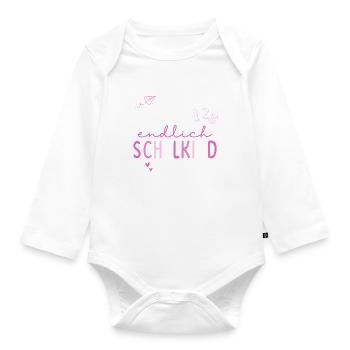 Schulkind 2024 Einhorn 1. Klasse Herz Einschulung - Baby Bio-Langarm-Body - Weiß - Vorne