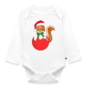 Noël Écureuil, Noël, Écureuil - Body Bébé bio manches longues - blanc - Devant