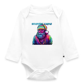 SOUNDY XMAS Weihnachten Rave Club Dance - Baby Bio-Langarm-Body - Weiß - Vorne