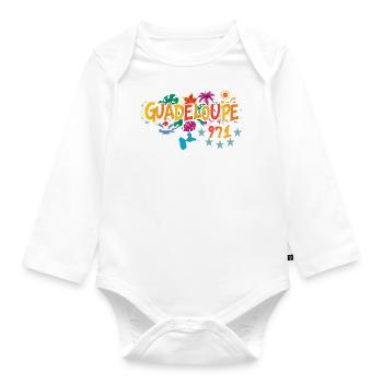 Landkarte von Guadeloupe 971 - Souvenir-Geschenkidee - Baby Bio-Langarm-Body - Weiß - Vorne
