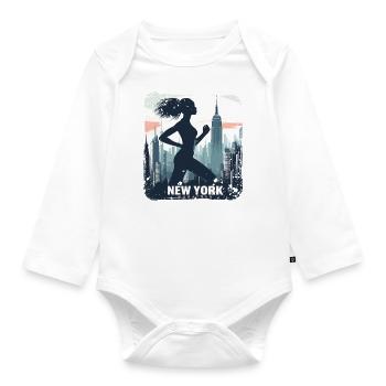 Runner Skyline NYC - Organic Longsleeve Baby Bodysuit - white - Front