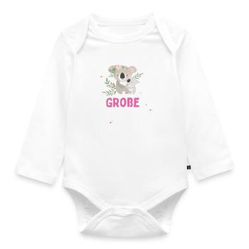 Ich werde große Cousine 2024 Koala Loading Süß - Baby Bio-Langarm-Body - Weiß - Vorne