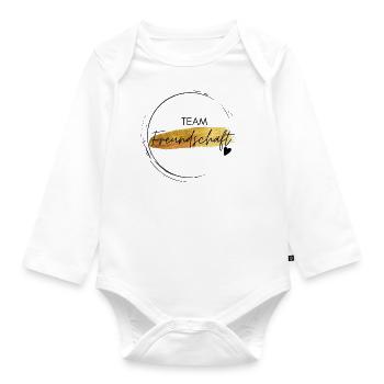 Team Freundschaft - positives Denken - Affirmation - Baby Bio-Langarm-Body - Weiß - Vorne