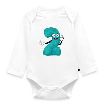 fluffy numbers for 2 birthday 2 years baby - Organic Longsleeve Baby Bodysuit - white - Front