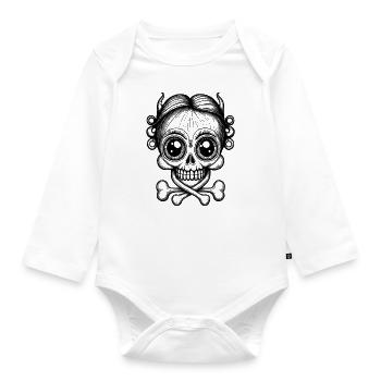 Fascination of horror: shirt, cute skull - Organic Longsleeve Baby Bodysuit - white - Front