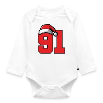 91 Number Christmas - Organic Longsleeve Baby Bodysuit - white - Front
