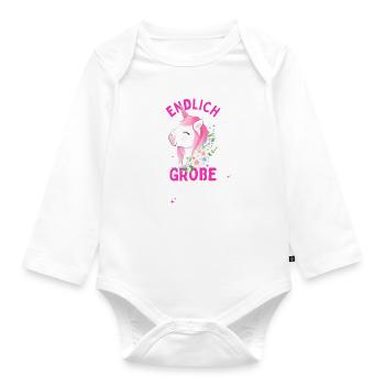 Ich werde große Schwester 2024 Einhorn Loading Süß - Baby Bio-Langarm-Body - Weiß - Vorne