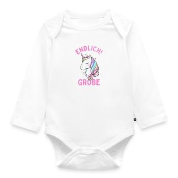 Ich werde große Schwester 2024 Einhorn Loading Süß - Baby Bio-Langarm-Body - Weiß - Vorne