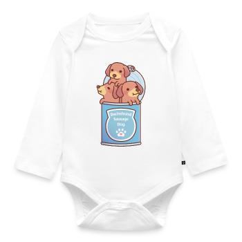 Lustige Dackel Wursthunde In A Can Doodle - Baby Bio-Langarm-Body - Weiß - Vorne