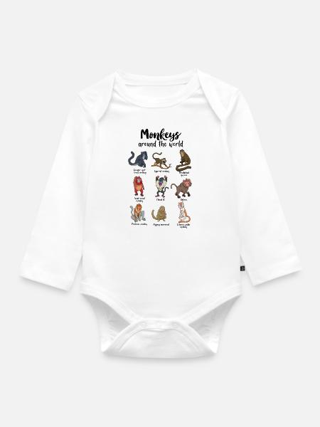 Affen der Welt - Affen - Baby Bio-Langarm-Body - Weiß