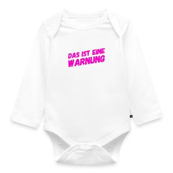 vor dir steht eine Warnung - Baby Bio-Langarm-Body - Weiß - Vorne