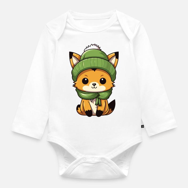 Fuchs Winter - Baby Bio-Langarm-Body - Weiß