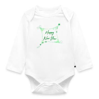 Bonne année Réveillon du Nouvel An - Body Bébé bio manches longues - blanc - Devant