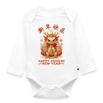 Year Of The Dragon Happy Chinese New Year 2024 - Organic Longsleeve Baby Bodysuit - white - Front