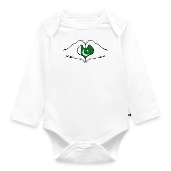 Pakistan Herzform - Baby Bio-Langarm-Body - Weiß - Vorne