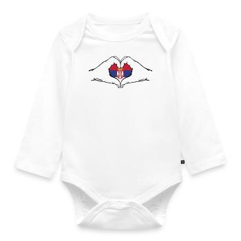Serbien Flagge Herzform - Baby Bio-Langarm-Body - Weiß - Vorne