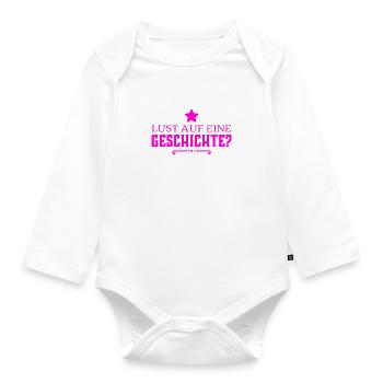 Wer hat Lust auf eine Geschichte? - Baby Bio-Langarm-Body - Weiß - Vorne