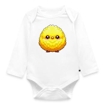 Fluffy Küken - Baby Bio-Langarm-Body - Weiß - Vorne