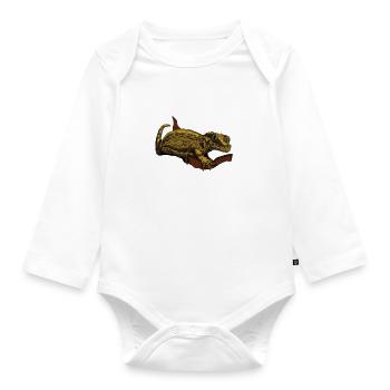 Drawing - Mute-headed Gecko - Organic Longsleeve Baby Bodysuit - white - Front