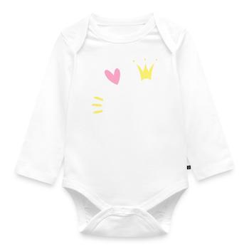 Lettre W Lettre initiale Couronne - Body Bébé bio manches longues - blanc - Devant